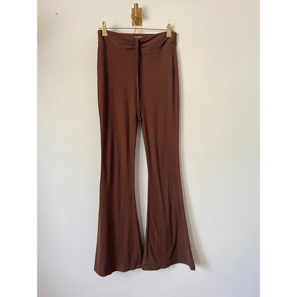SO Pants - SO Goods For Life Brown Ribbed High Rise Flare Pants Boho Festival Cinched Small